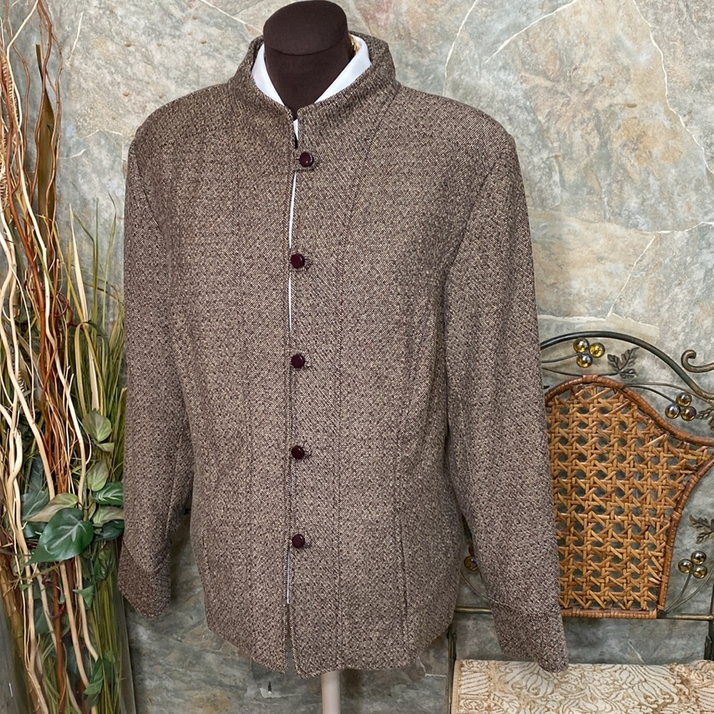 Coldwater Creek jacket coat large tweed button front & pockets